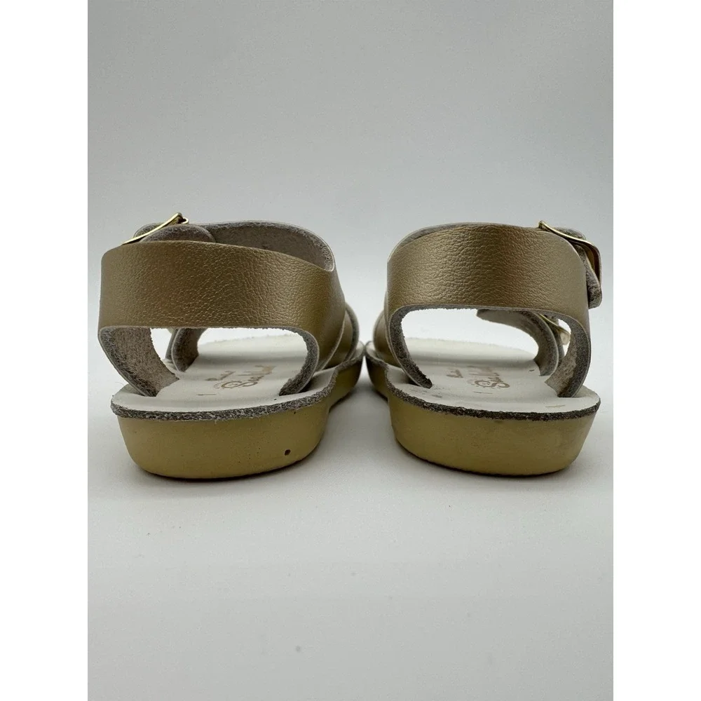 Toddler Girls Gold‎ Buckle Sandals Size 1 Double Strap Casual Shoes